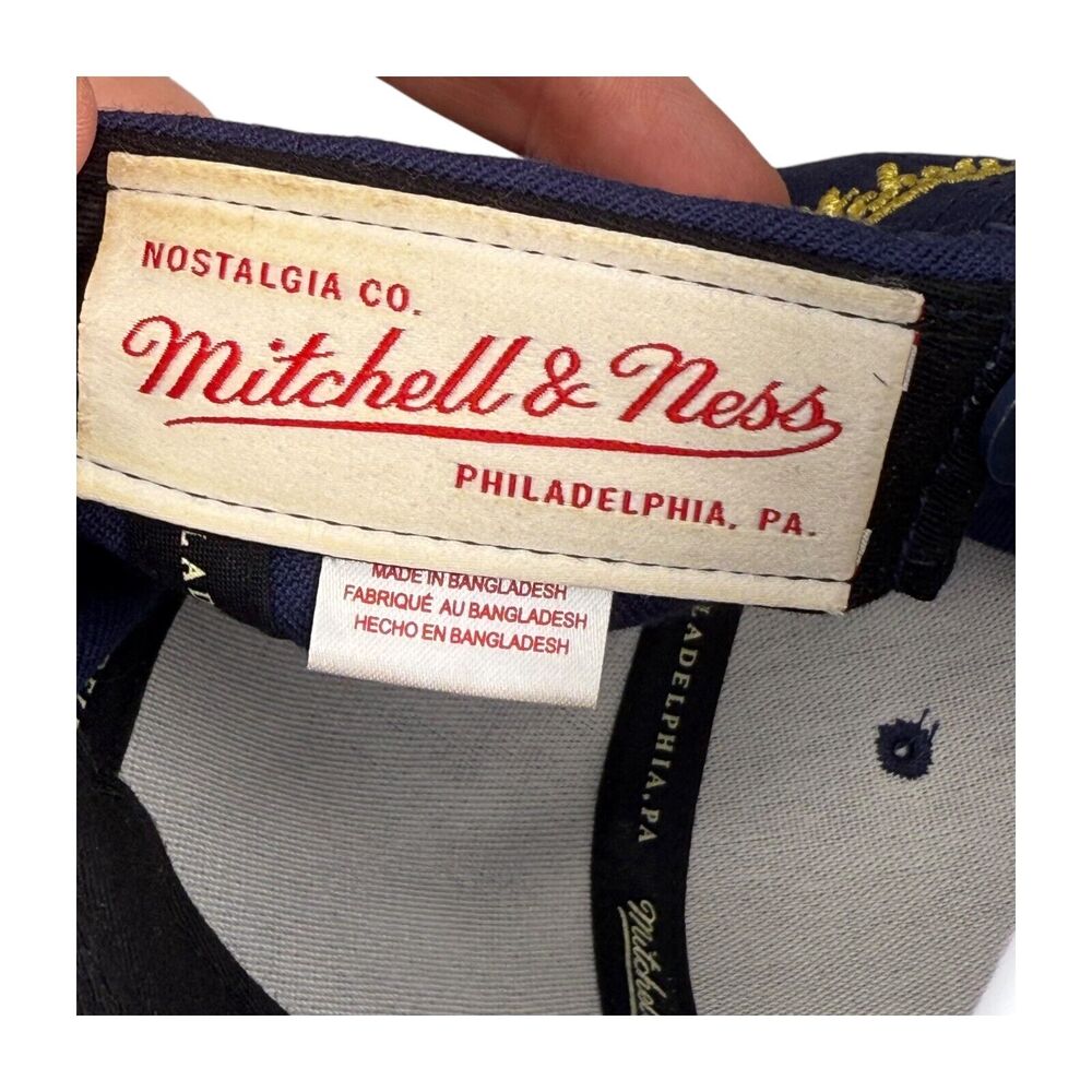 Mitchell & Ness Baseball Cap Men's One Size Navy Blue Logo Casual Snapback Hat - Picture 7 of 7